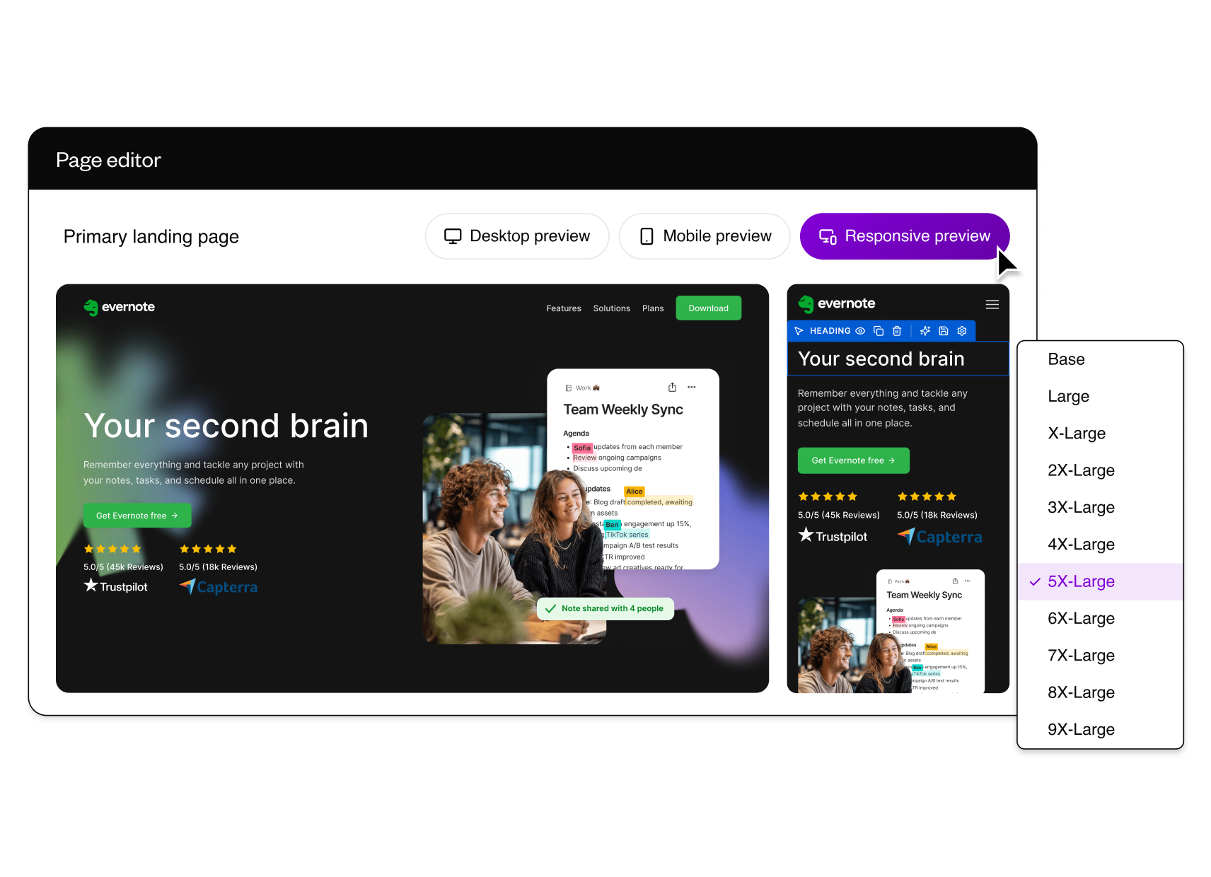 Edit desktop and mobile side by side